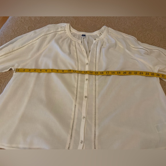 Old Navy Cream Sheer Gauzy Cotton Boho Balloon Sleeve Peasant Blouse, Size L - Picture 8 of 11